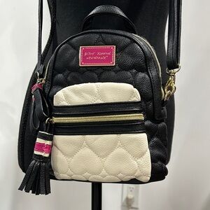 Betsey Johnson Quilted Mini Black and Cream Crossbody/Backpack